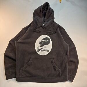 VTG Bride Of Frankenstein Delta Fleece Hoodie Licensed Size L Black & White Y2K